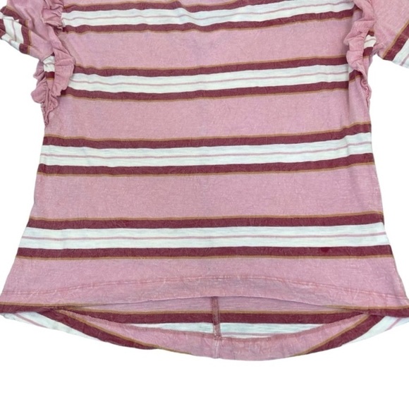 Anthropologie Pilcro Ruffled Open-Back Slouchy Oversized Shoulder Top Striped - Picture 12 of 16